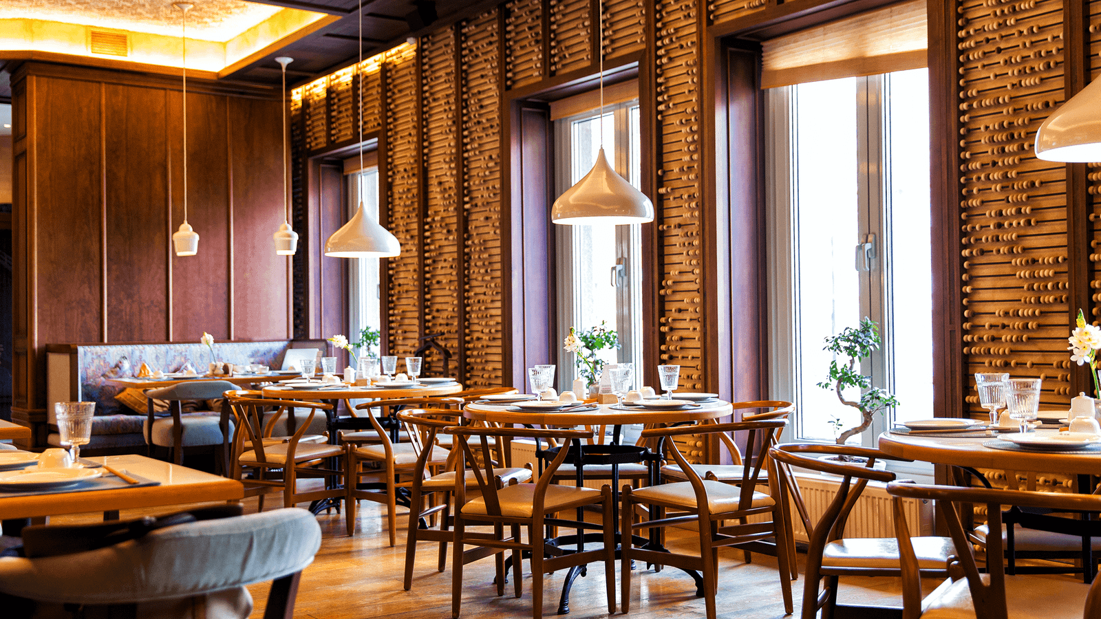 Restaurant interior with dining tables