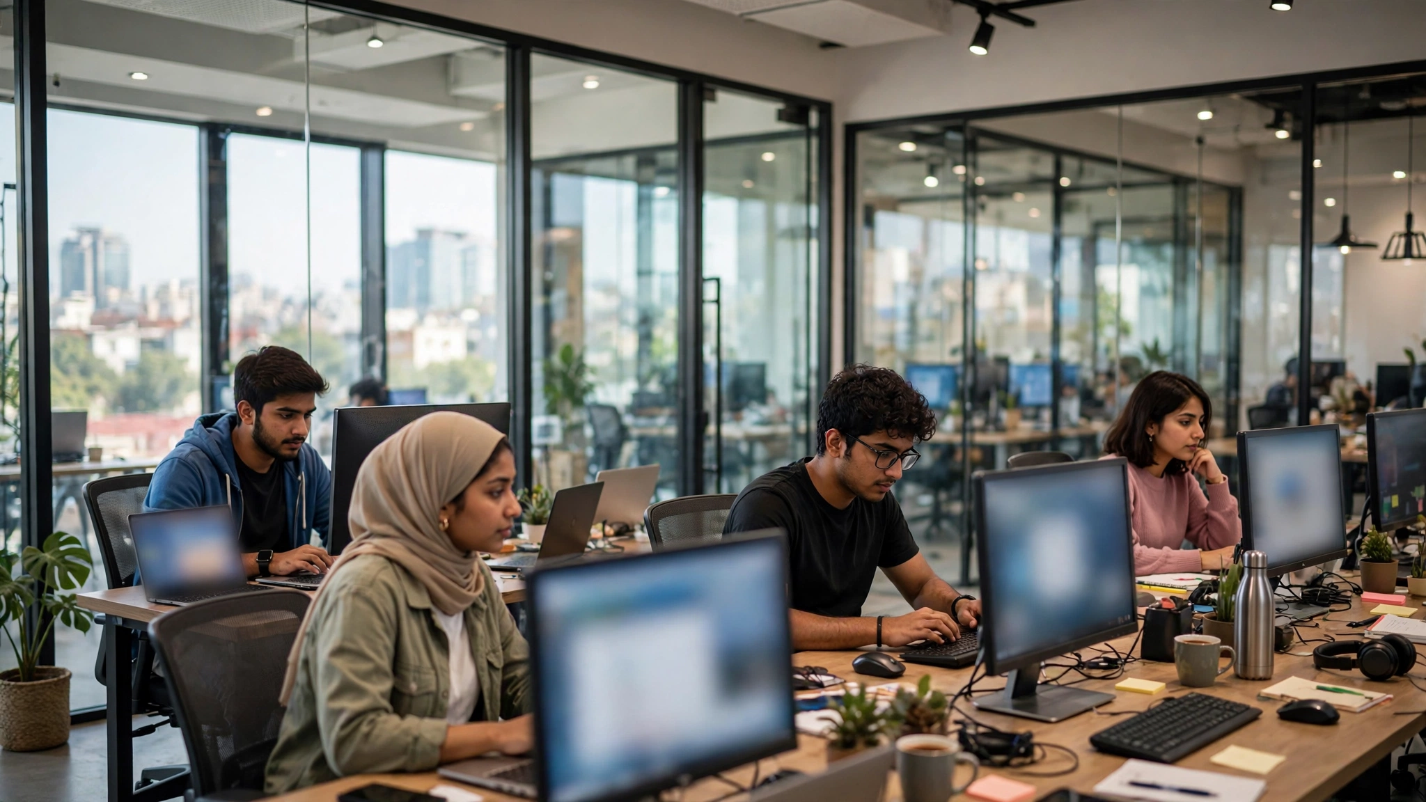 Pakistani tech startup office with developers at work