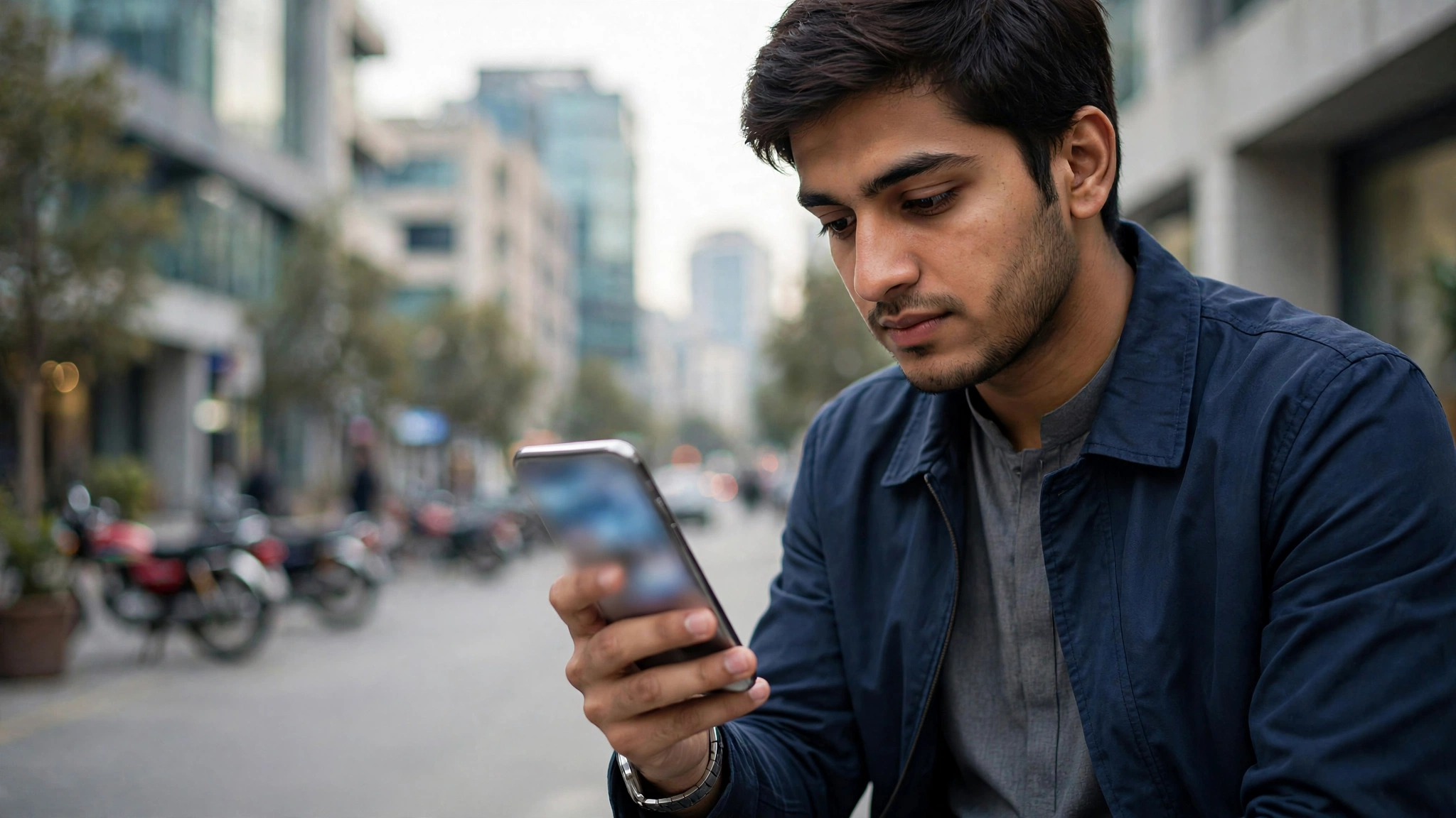 Person using a mobile banking app on smartphone