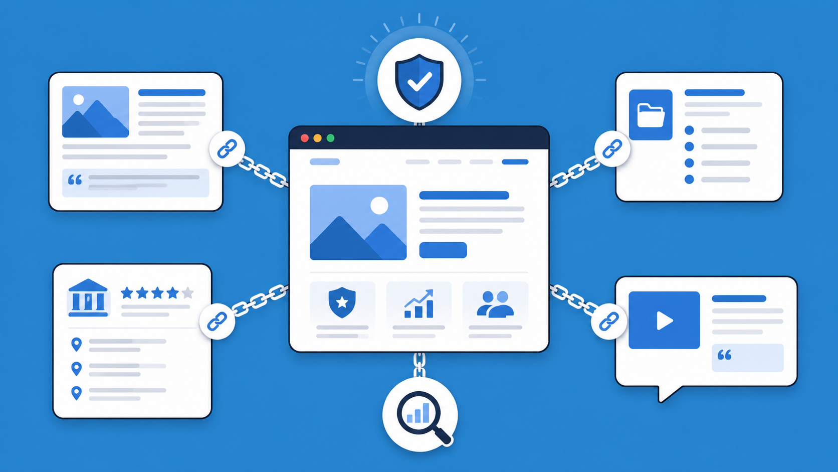 Backlink network illustration — link building service for SEO